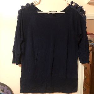 Deep navy 3/4 sleeve arm slits